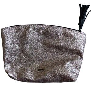 Ipsy May 2019 Pink Multi-Color Glitter Faux Leather Tassel Make-Up Cosmetic Bag